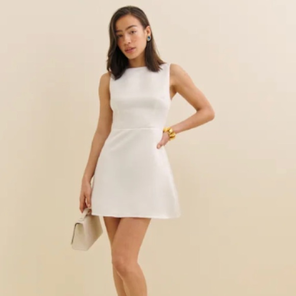 Reformation White Zeni Mini Dress